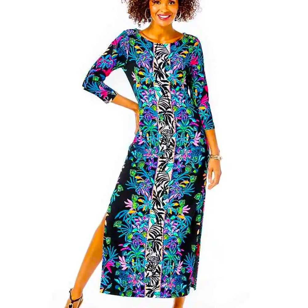 NWT NIP LILLY PULITZER SERALINA MAXI ONYX PARADISE GLOW BEAUFITUL!!! RARE